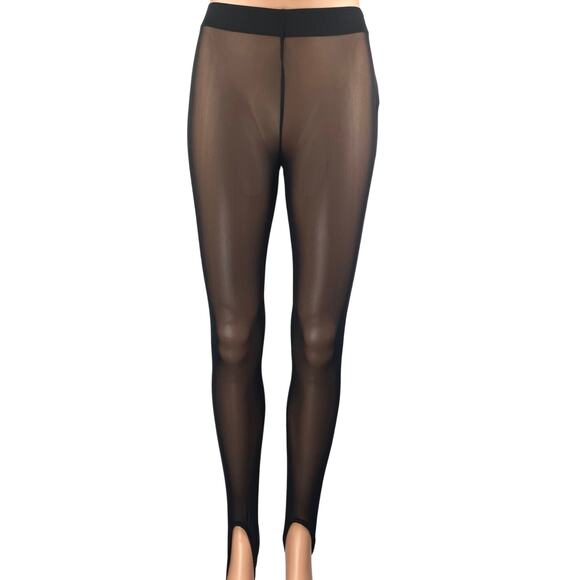 NEW NA-KD Womens Black Mesh See Trough Sheer High Waist Tight Leggings Pants XXS - Picture 1 of 4